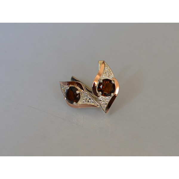 Серебряные серьги с золотыми вставками (145с)