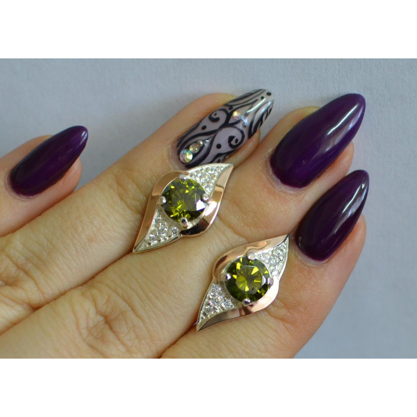 Серебряные серьги с золотыми вставками (145с)