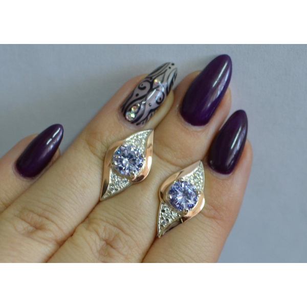 Серебряные серьги с золотыми вставками (145с)