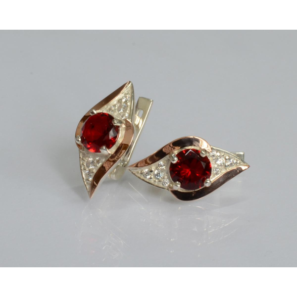 Серебряные серьги с золотыми вставками (145с)