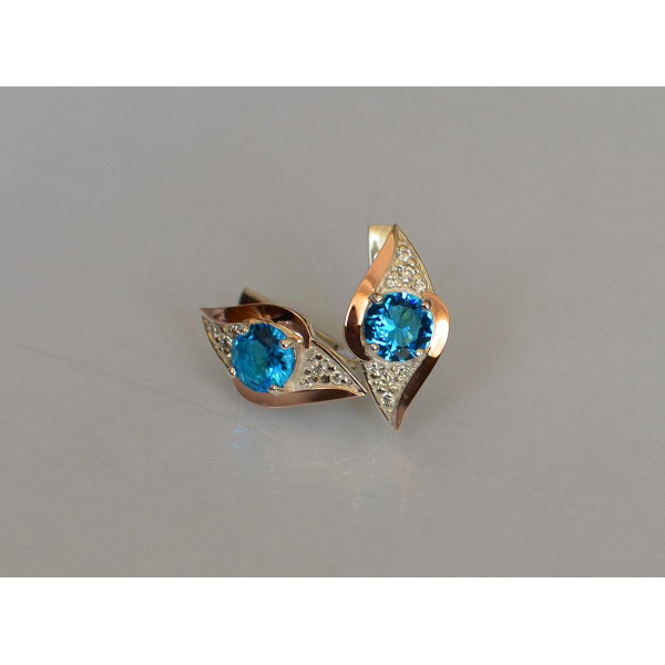 Серебряные серьги с золотыми вставками (145с)