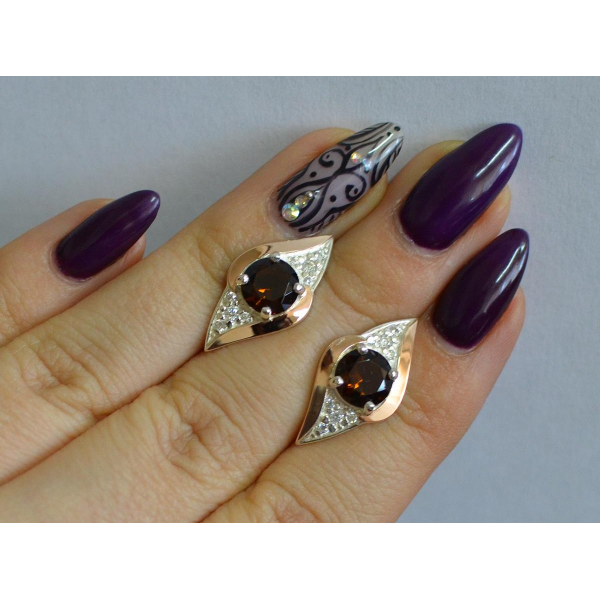 Серебряные серьги с золотыми вставками (145с)