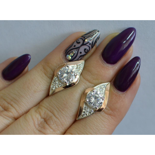 Серебряные серьги с золотыми вставками (145с)