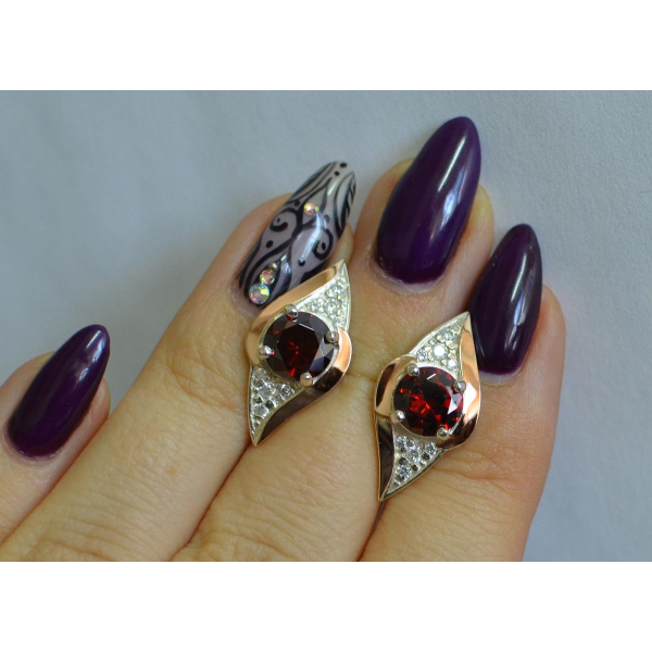 Серебряные серьги с золотыми вставками (145с)