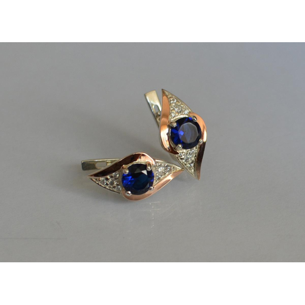 Серебряные серьги с золотыми вставками (145с)