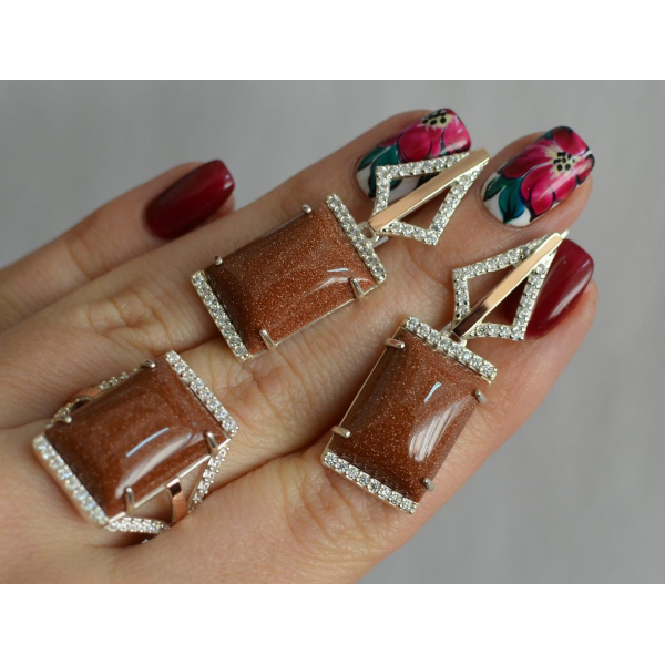 Серебряный комплект с кабашонами (146)