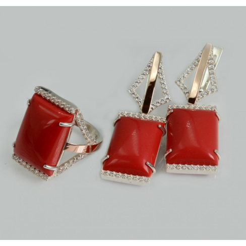 Срібний комплект з кабашонами