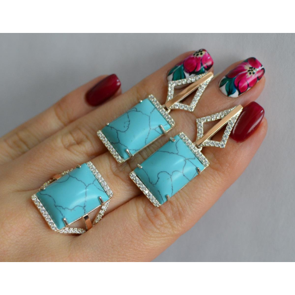 Серебряный комплект с кабашонами (146)