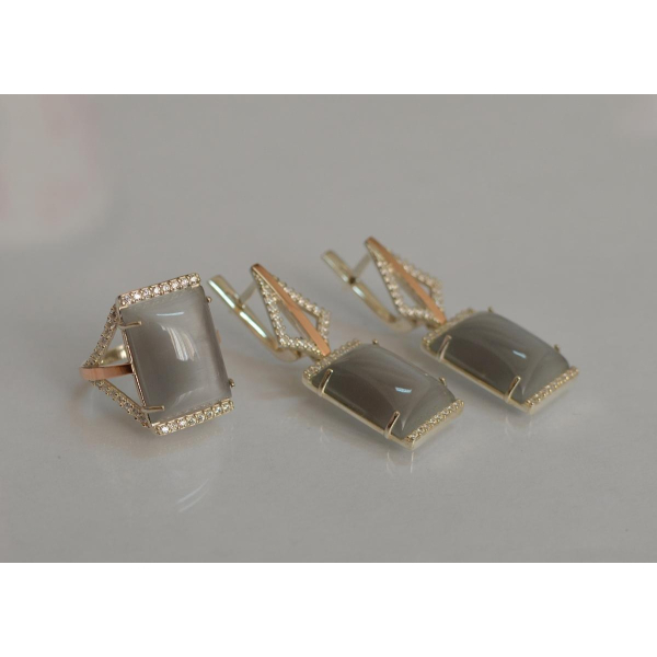 Серебряный комплект с кабашонами (146)