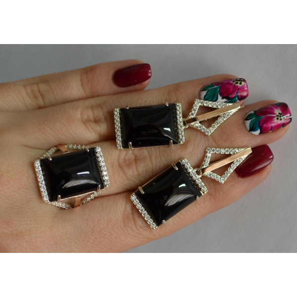 Серебряный комплект с кабашонами (146)