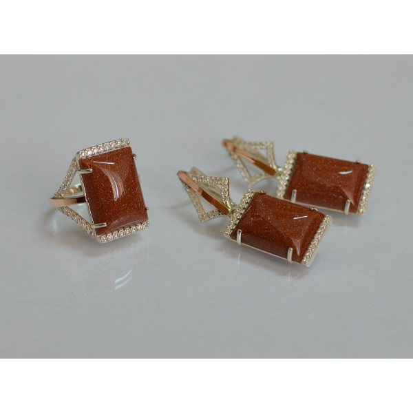 Серебряный комплект с кабашонами (146)