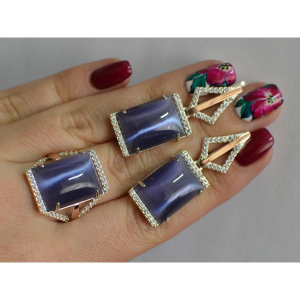 Серебряный комплект с кабашонами (146)