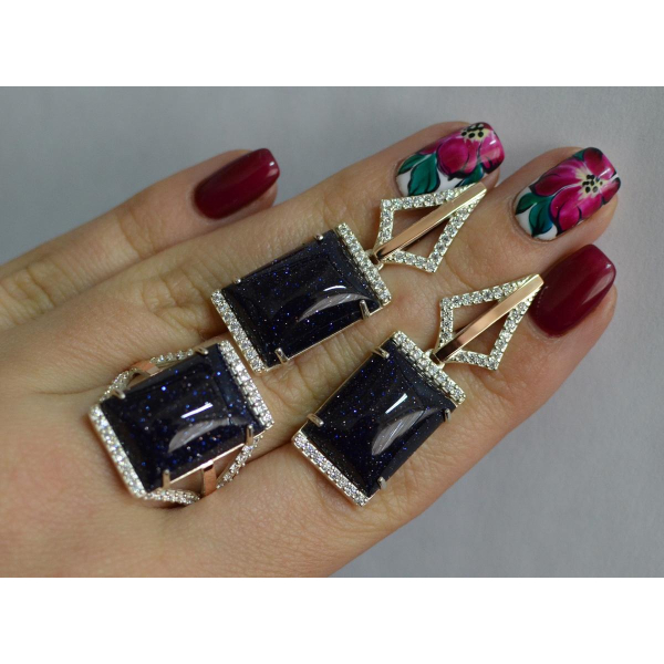 Серебряный комплект с кабашонами (146)