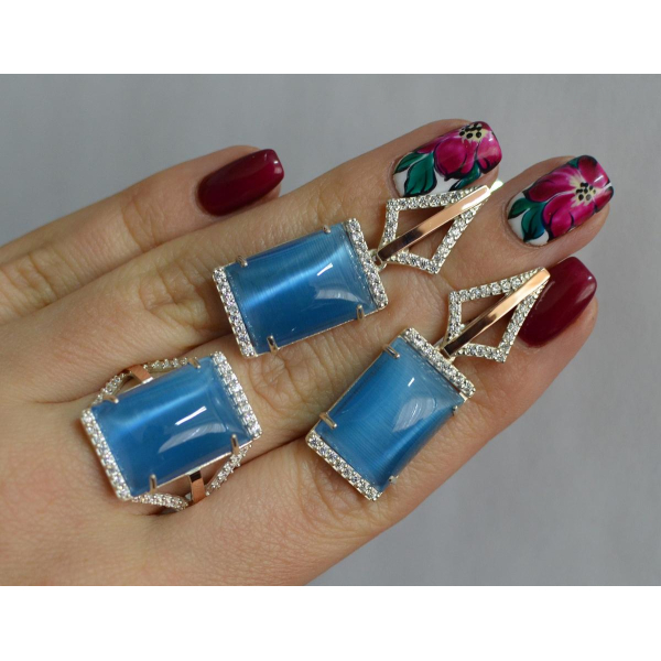 Серебряный комплект с кабашонами (146)