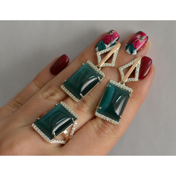 Серебряный комплект с кабашонами (146)