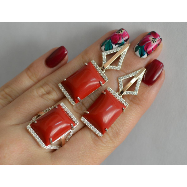 Серебряный комплект с кабашонами (146)