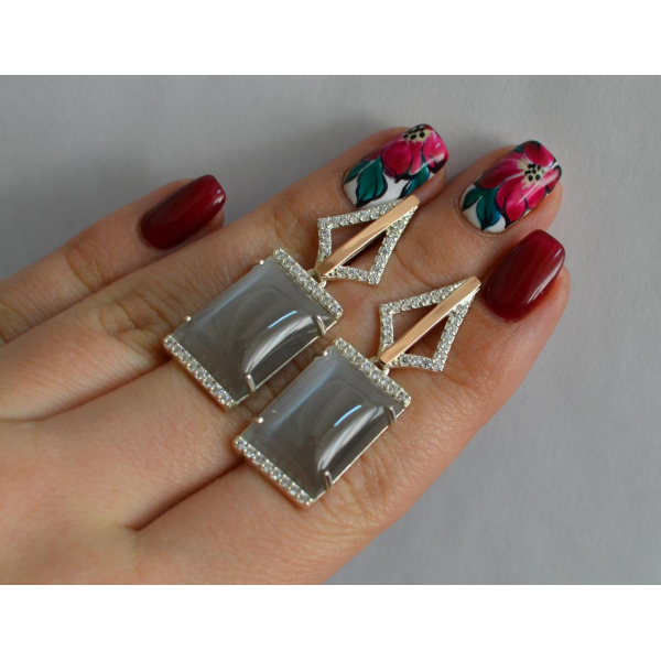 Серебряные серьги с кабашонами (146с)