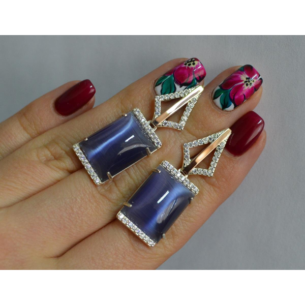 Серебряные серьги с кабашонами (146с)