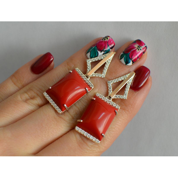 Серебряные серьги с кабашонами (146с)