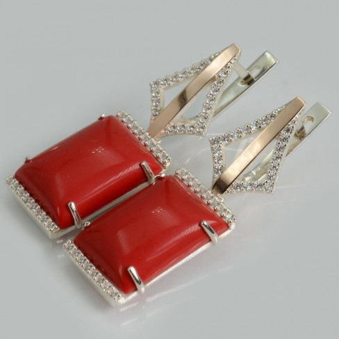 Серебряные серьги с кабашонами