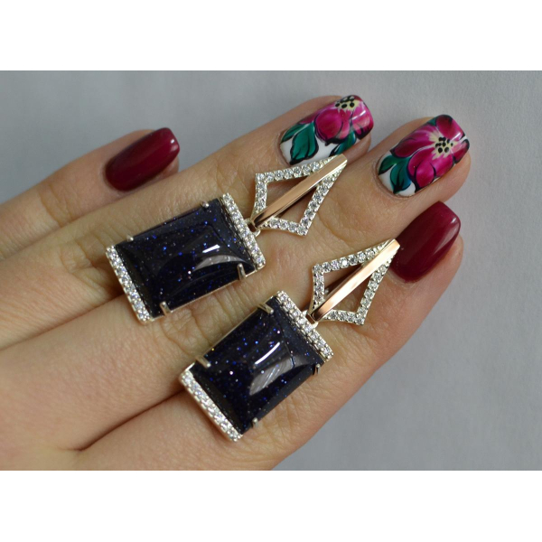 Серебряные серьги с кабашонами (146с)