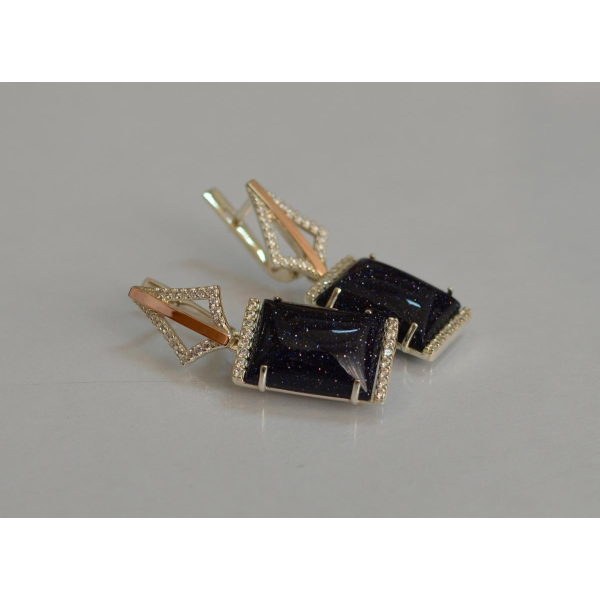 Серебряные серьги с кабашонами (146с)