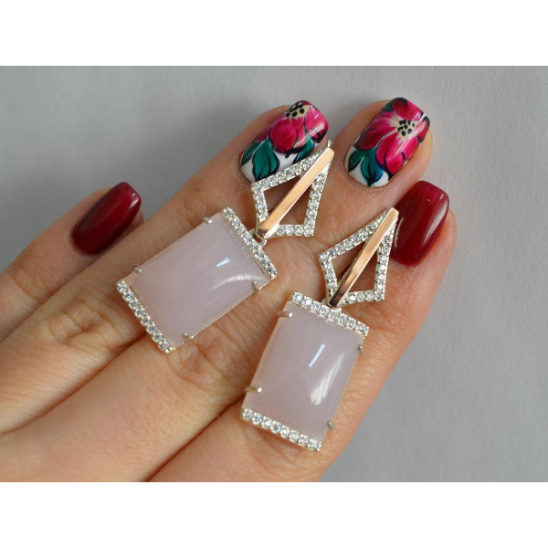 Серебряные серьги с кабашонами (146с)