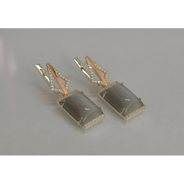 Серебряные серьги с кабашонами (146с)