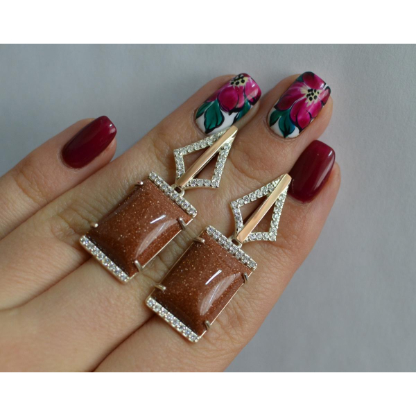 Серебряные серьги с кабашонами (146с)