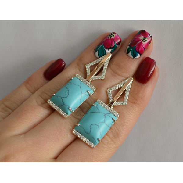 Серебряные серьги с кабашонами (146с)