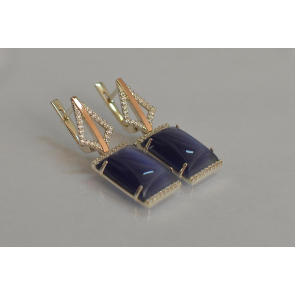 Серебряные серьги с кабашонами (146с)