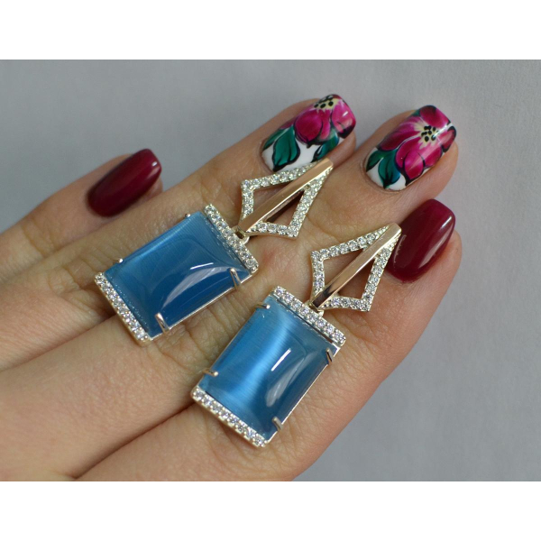 Серебряные серьги с кабашонами (146с)