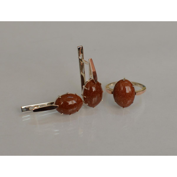 Серебряный комплект с золотыми пластинами (147)