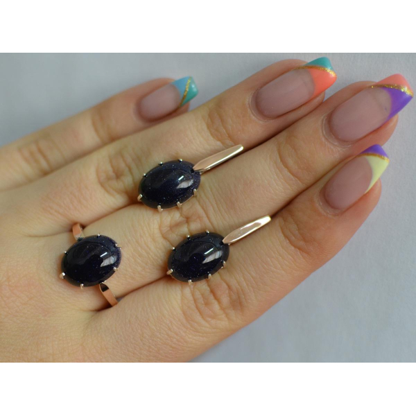 Серебряный комплект с золотыми пластинами (147)