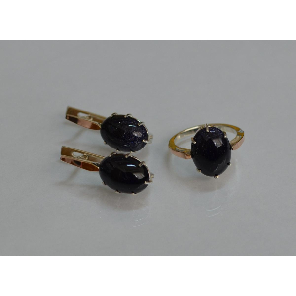 Серебряный комплект с золотыми пластинами (147)