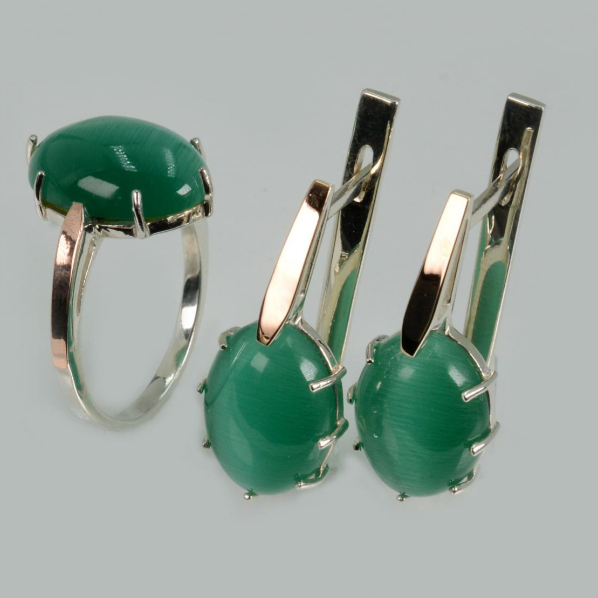 Серебряный комплект с золотыми пластинами (147)