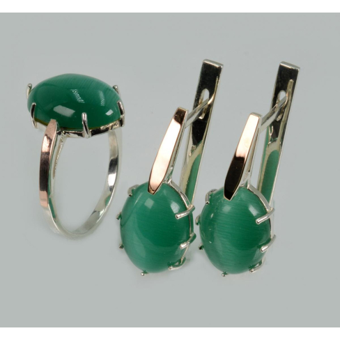 Серебряный комплект с золотыми пластинами