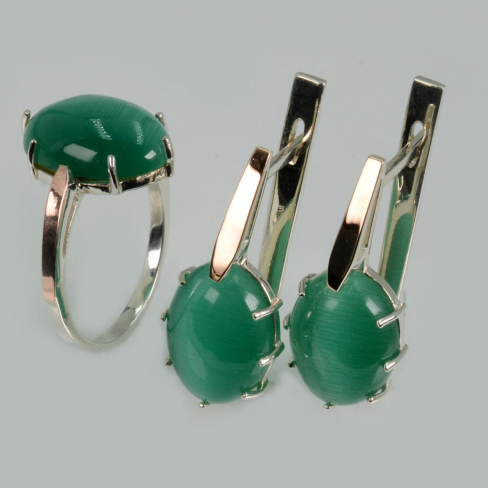 Серебряный комплект с золотыми пластинами