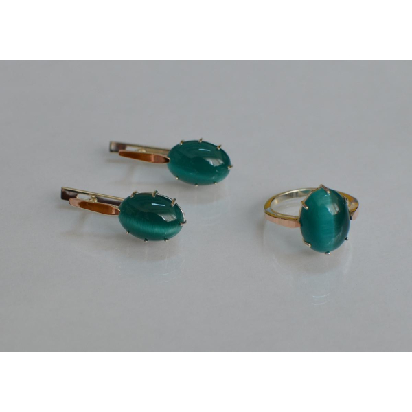 Серебряный комплект с золотыми пластинами (147)