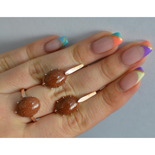 Серебряный комплект с золотыми пластинами (147)