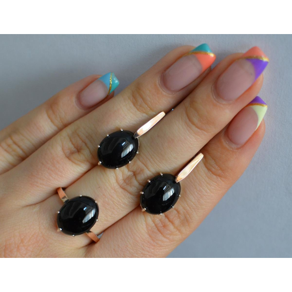 Серебряный комплект с золотыми пластинами (147)