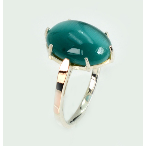 Серебряное кольцо с золотыми накладками