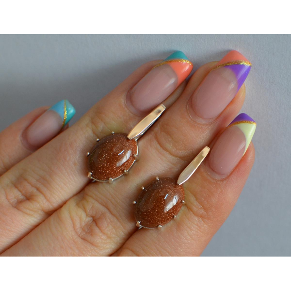 Серебряные серьги с золотыми накладками (147с)