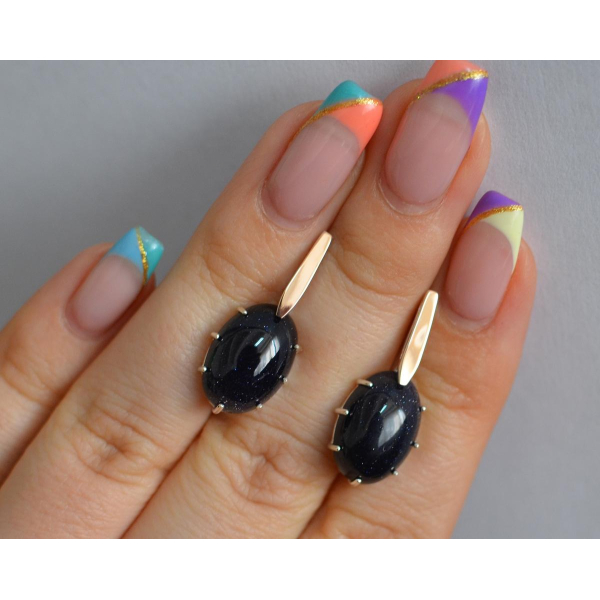 Серебряные серьги с золотыми накладками (147с)