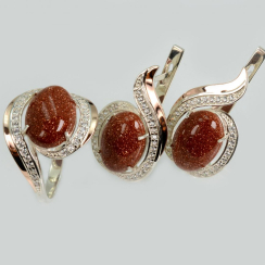 Серебряный гарнитур с золотыми пластинами