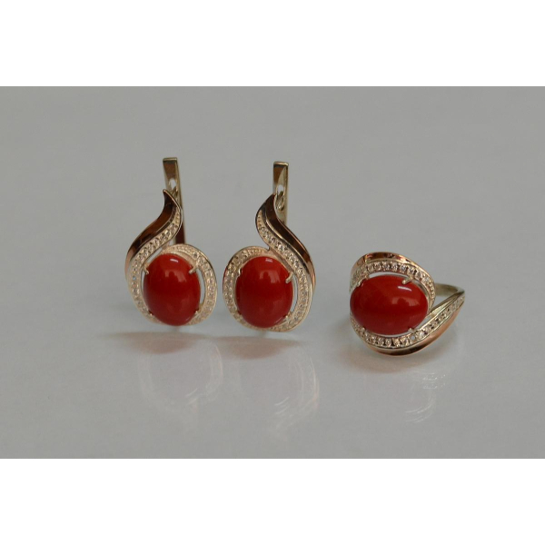 Серебряный гарнитур с золотыми пластинами (148)