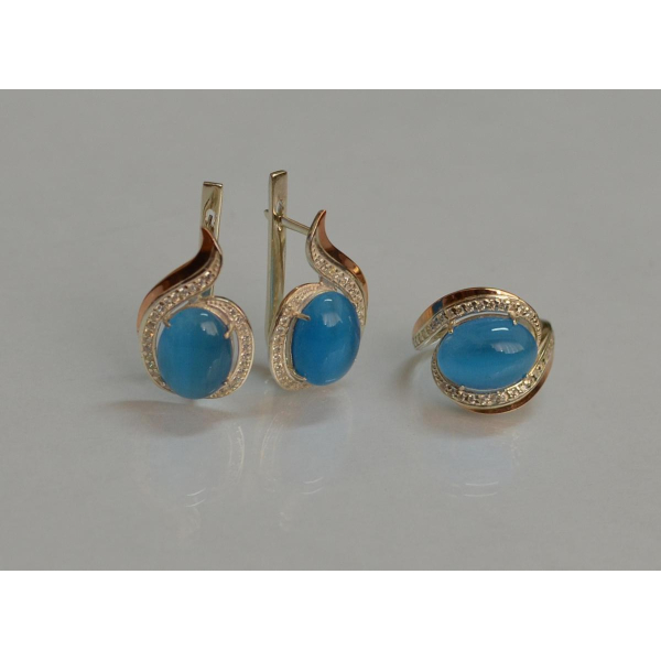 Серебряный гарнитур с золотыми пластинами (148)