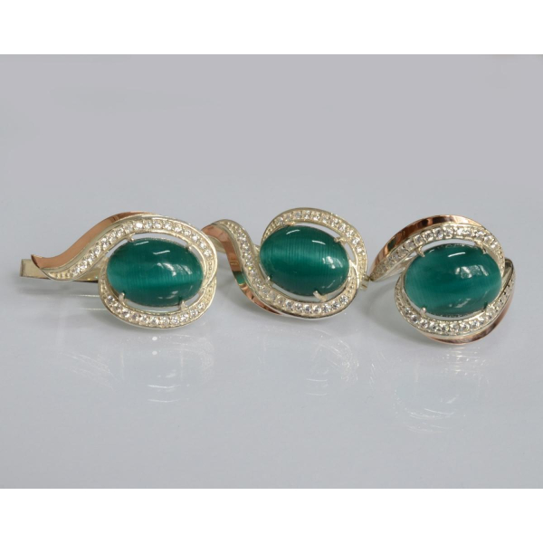 Серебряный гарнитур с золотыми пластинами (148)