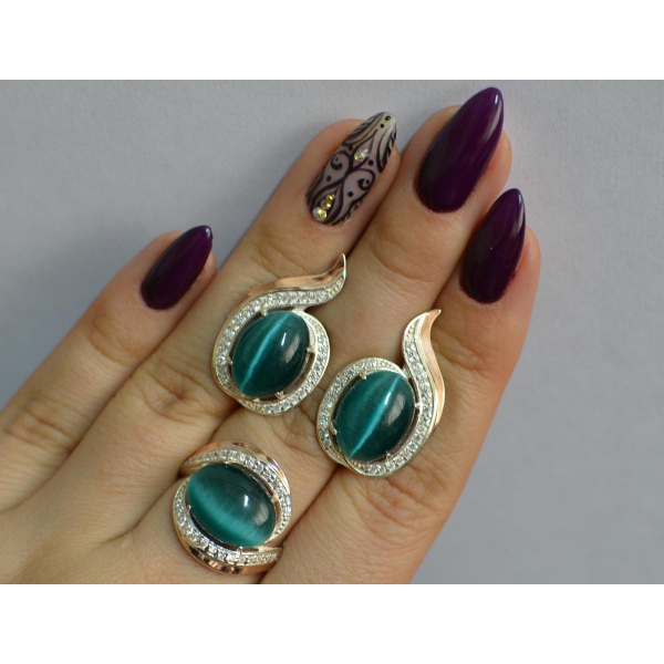 Серебряный гарнитур с золотыми пластинами (148)