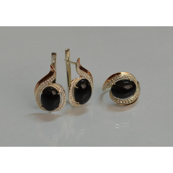 Серебряный гарнитур с золотыми пластинами (148)